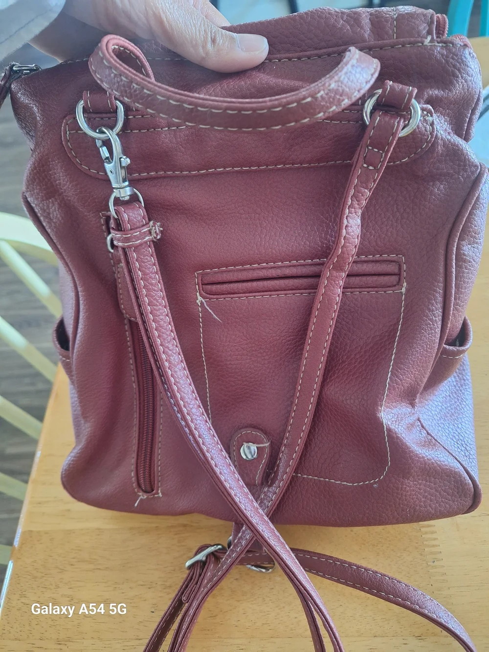 Women's Burgundy Leather Backpack Purse